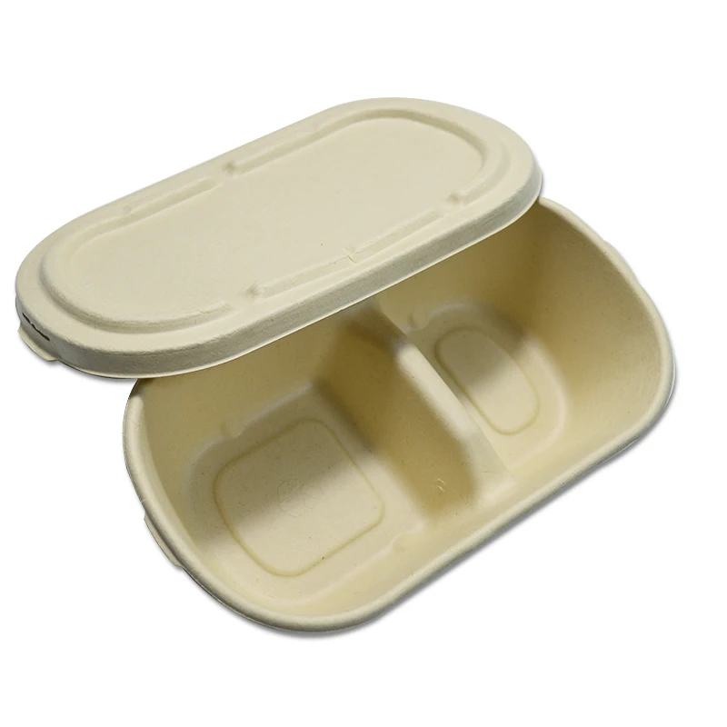 

High Quality Sugarcane Bagasse Compartment Paper Box Compostable Paper Lunch Box Biodegradable, Black, white, red, green or customized