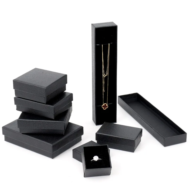 

Popular black pearl gift multi-function necklace imitation leather set boxes for jewelry packaging and pouch, Blue and white