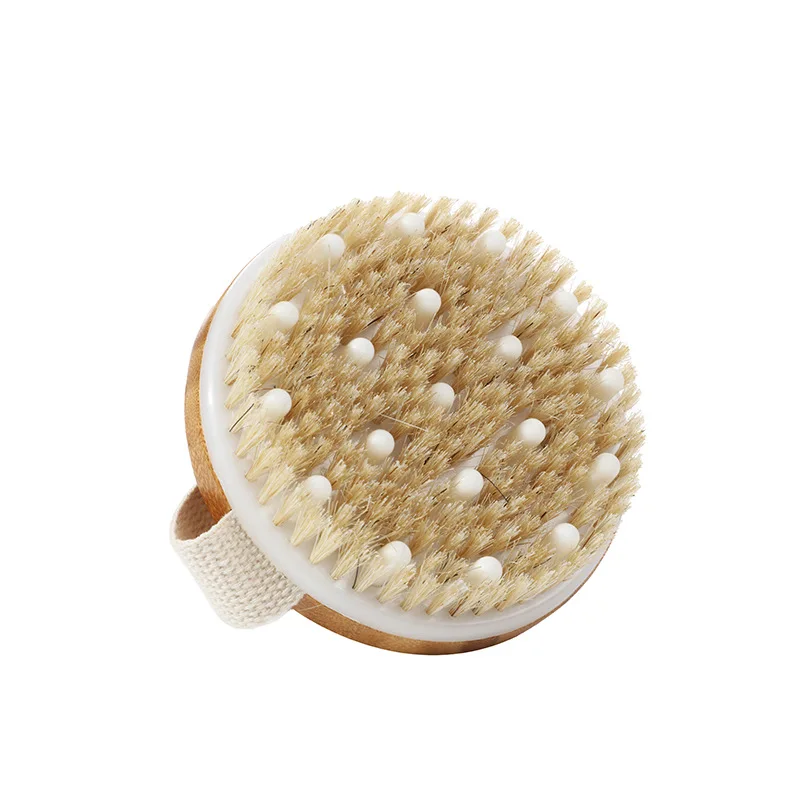 

Wooden bath brush slimming massage body bath brush round head toothless bath brush, As shown