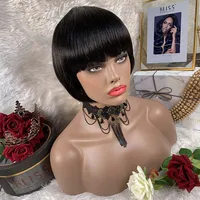 

Bliss Emerald Short Wigs Bob Wig 100 Human Hair Brazilian Hair Wigs Perruques Naturelles Courtes with Bangs for Black Women