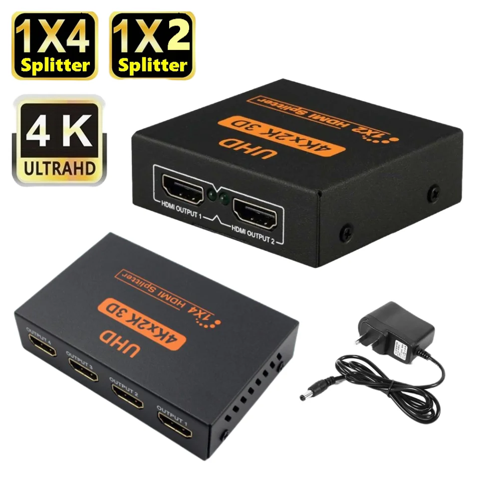 

4K Ultra HD 4 ports HDMI Splitter 1X2 1X4 HDMI 1 In 2 4 Out HDMI Video Hub Repeater Amplifier For PS5 PS4 Laptop Monitor PC TV B