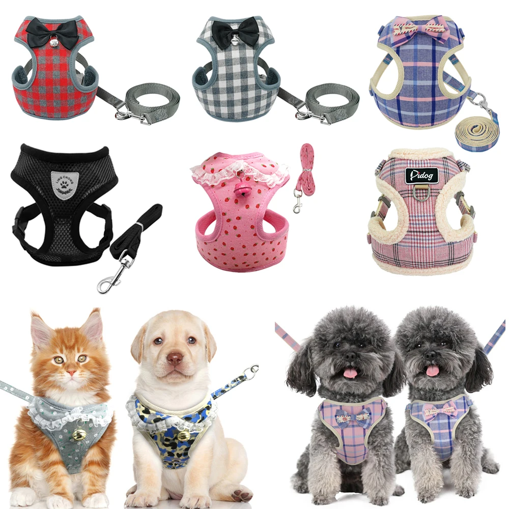 

Breathable Small Nylon Pet Puppy Harness and Leash Soft Dog Cat Hanresses Chihuahua Yorkshire Vest Walking Lead