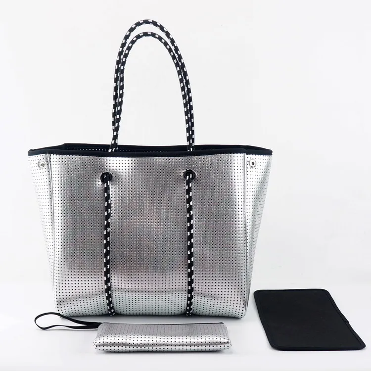 

4mm reversible perforated neoprene beach bag tote bag for women, Any colors are available