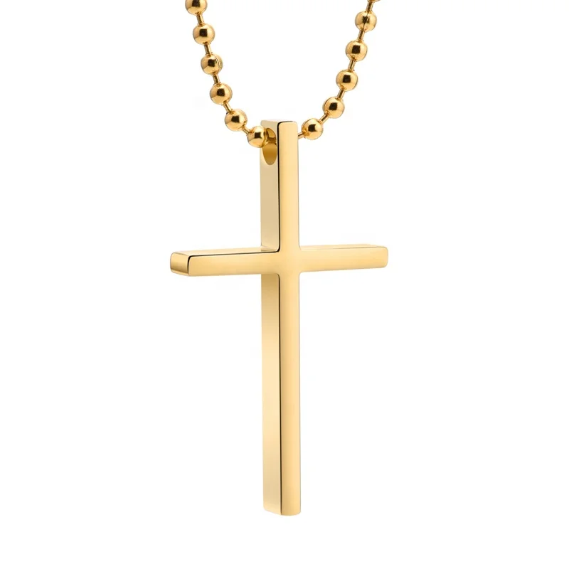 cross necklace gold pendant stainless steel  women/men cross necklace with tiny gold plated stainless steel gold cross necklace