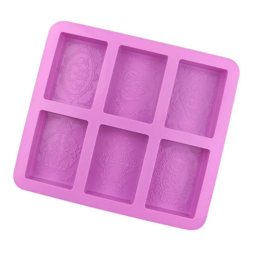 6 Hole Rectangle European Style Shape Silicone Cake Mold Silicone Candle Molds Soap Making Molds