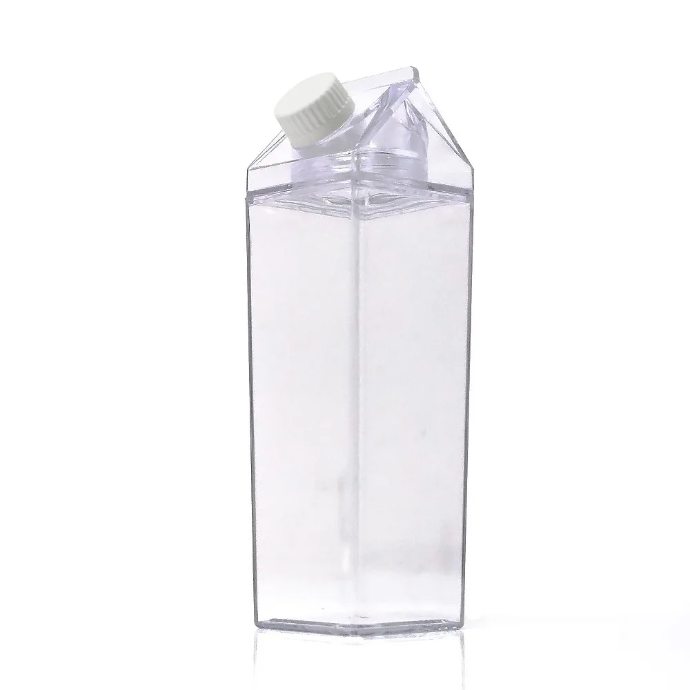 

Flypeak 500ml 1000ml Bpa free milk carton shaped square plastic bottles eco acrylic milk carton water bottle for outside sports, Customized color