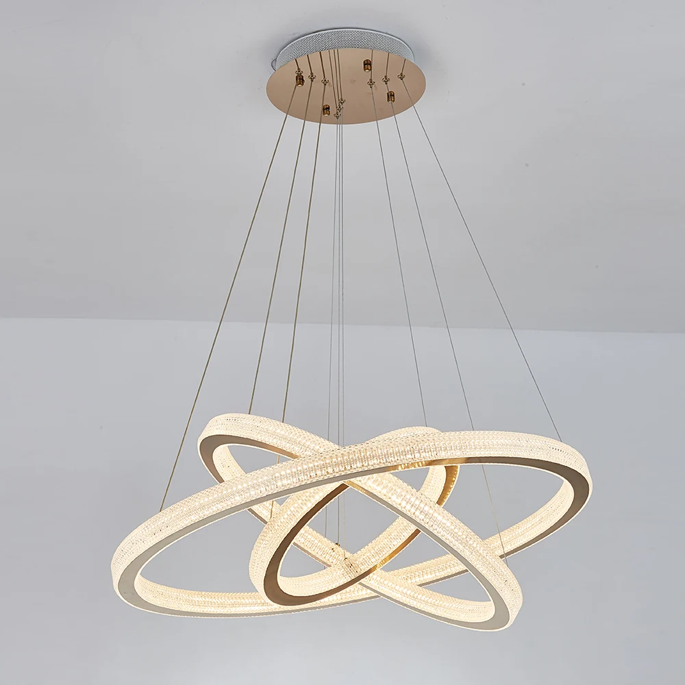Indoor Pendant Lamp Modern Crystal Ring Chandelier LED Circle Pendant Lighting