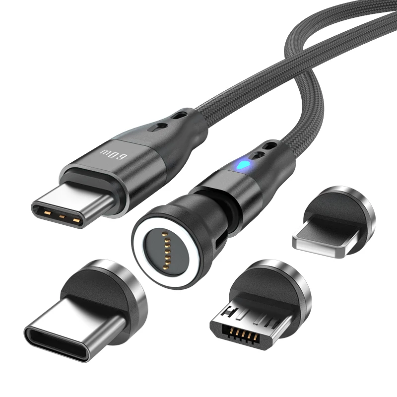 

New 7PIN 6in1 PD60W Magnetic Charging Data Cables Fast charging Data Transfer 540 Free Rotation Data USB Cables