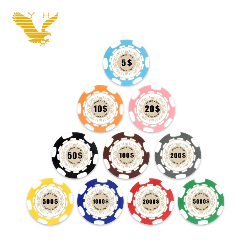 

YH Cheap Price 40mm Custom logo Six Sticks ABS Poker Chips For Casino, 10 colors