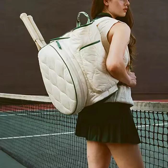 Luxury Women Custom Gym Badminton Pickleball Paddle Racket Bag Quilted Puffer Tennis Backpack