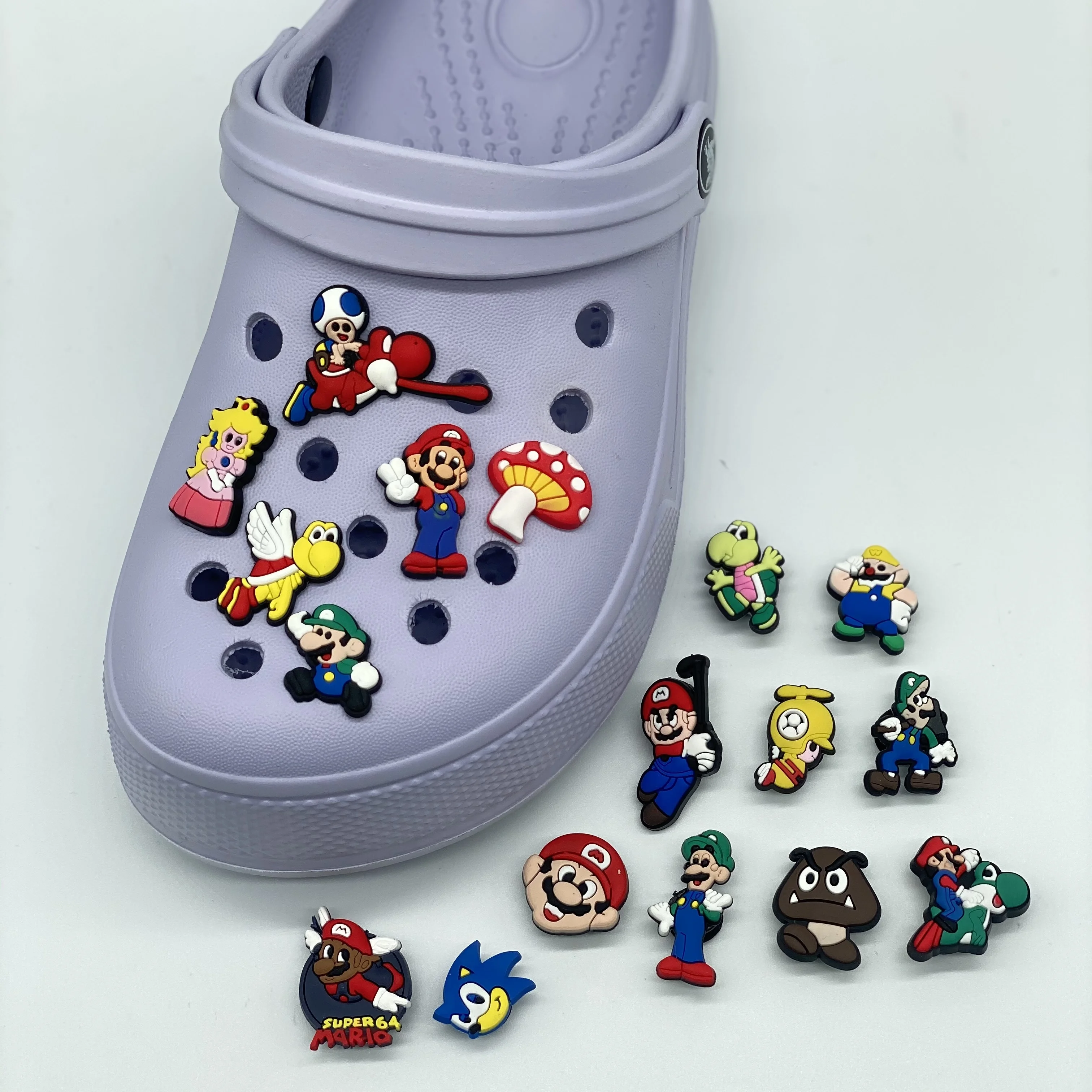 

Wholesale SUPER MARIO PVC Shoe Accessories Shoe Charms for cartoon clog charms kid gifts