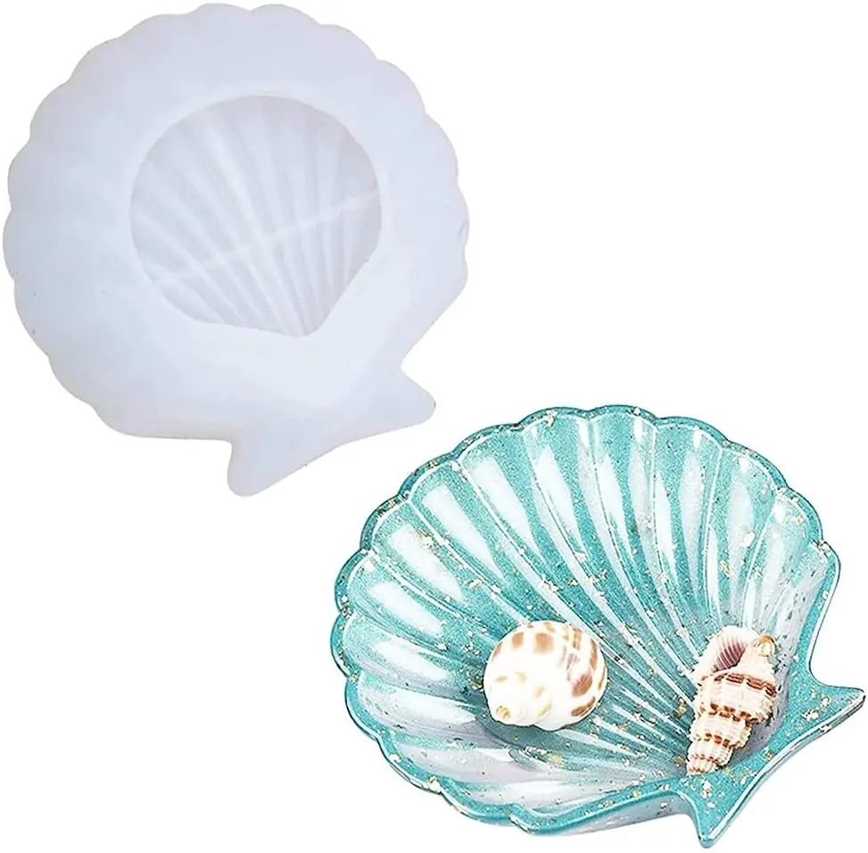 

Shell Jewelry Tray Resin Mold, Soap Necklace and Earring Storage Silicone Epoxy Mold Seashell Molds for DIY Crafts Casting Home, White