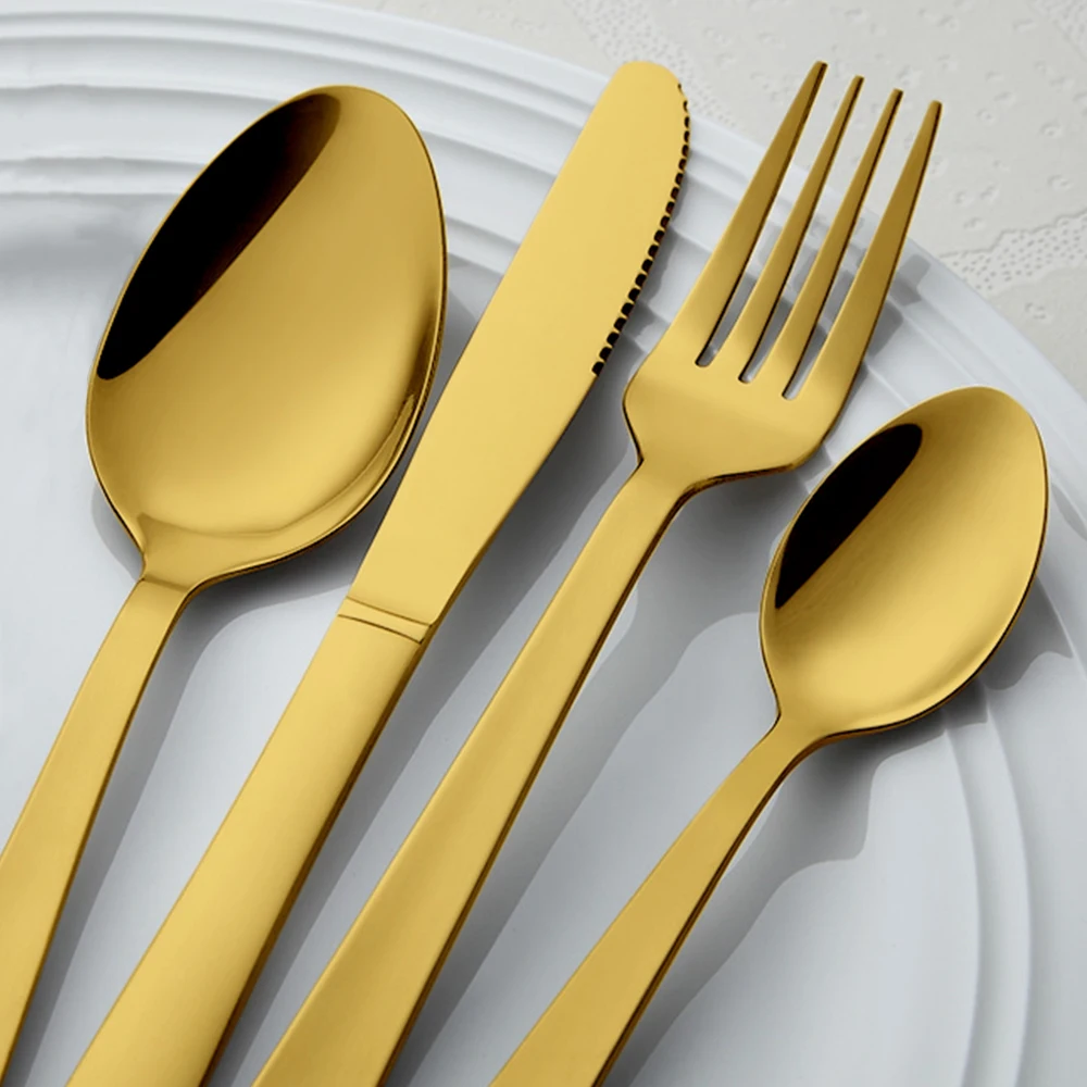 Wholesale Luxury Gold Cutlery Set Spoons Fork and Knife Flatware Stainless Steel Luxury Gold Cutlery Set for Wedding