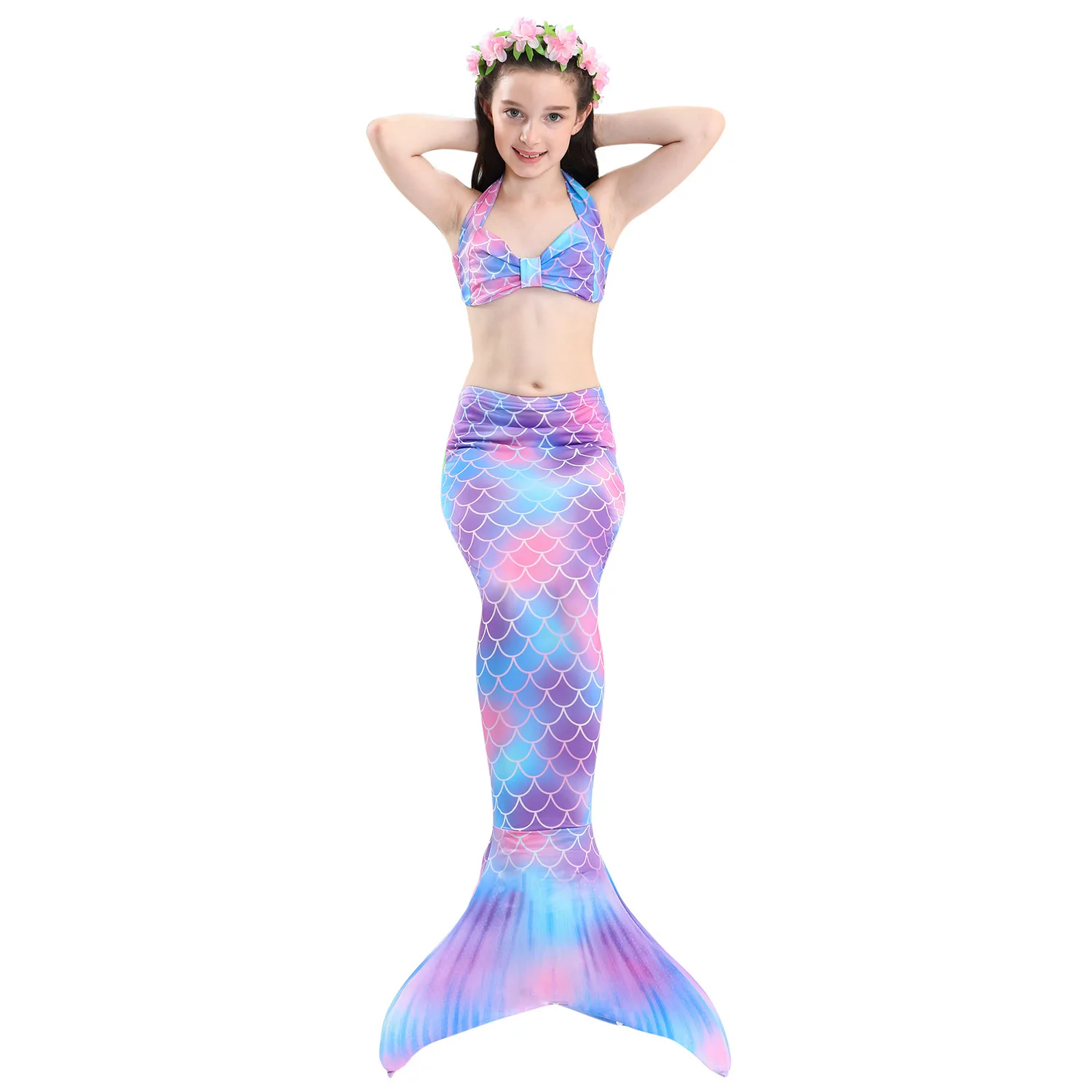 

Princess Ariel Child Bikini Mermaid Tail Swimwear Bathing Suit Set Girls Swimming Wear mermaid swimming tail, Customized color