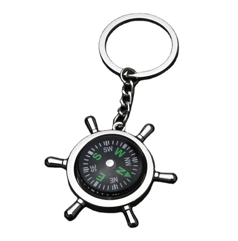 

promotional gift Zinc alloy key chain creative compass men's pendant key chain free shipping, Customized color