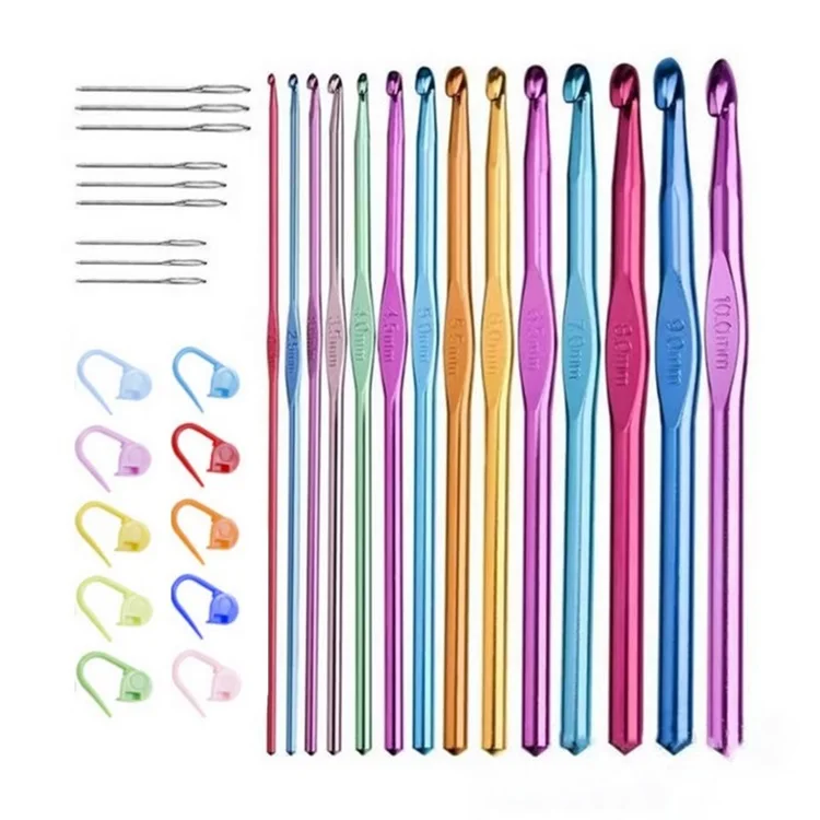 

Hot Selling 33pcs/set Multicolor Aluminum Knitting Kit Needles Stitch Markers Crochet Hooks Set