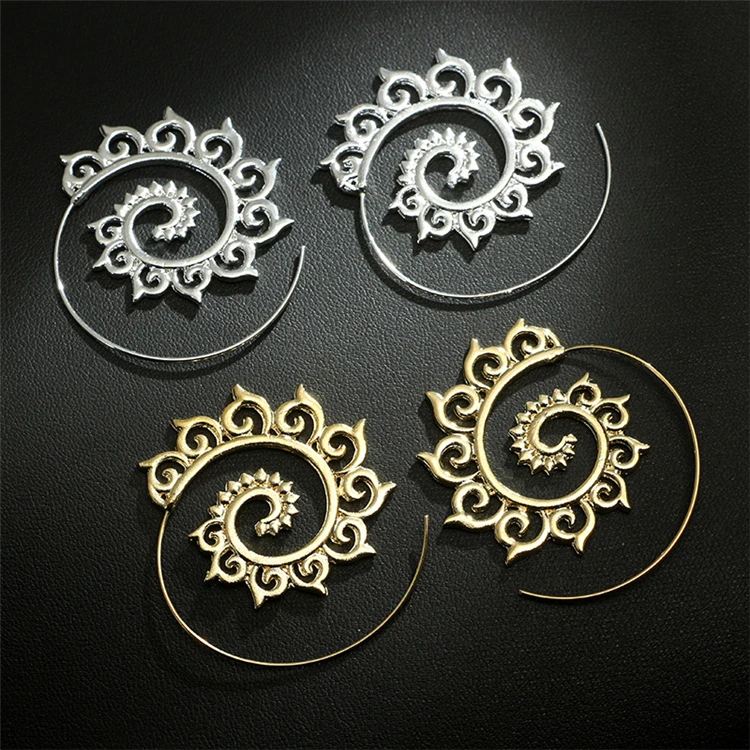Jewelry women earring simple creative geometric circular rotating alloy earrings