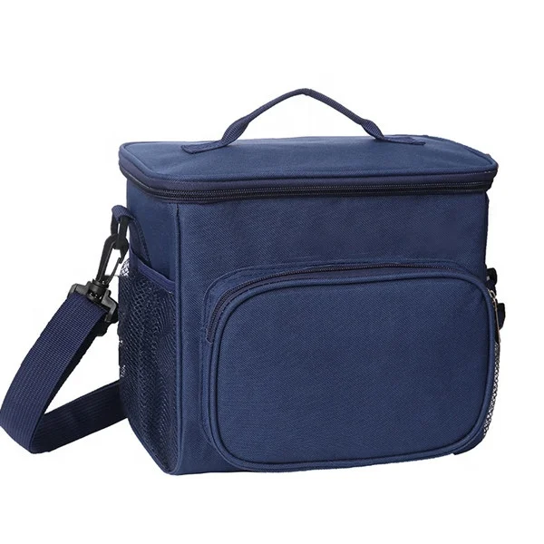 

Ready to Ship Large Bulk Blue Color Freezable Fruit&Drinks Grocery Nylon Insulated Thermal Wine&Beer Cooler Bag With Strip, Customized color