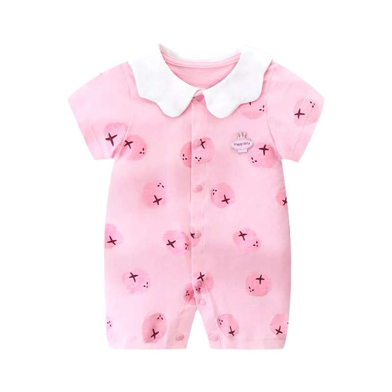 

Newborn summer baby girl short-sleeved clothes, toddler cotton romper