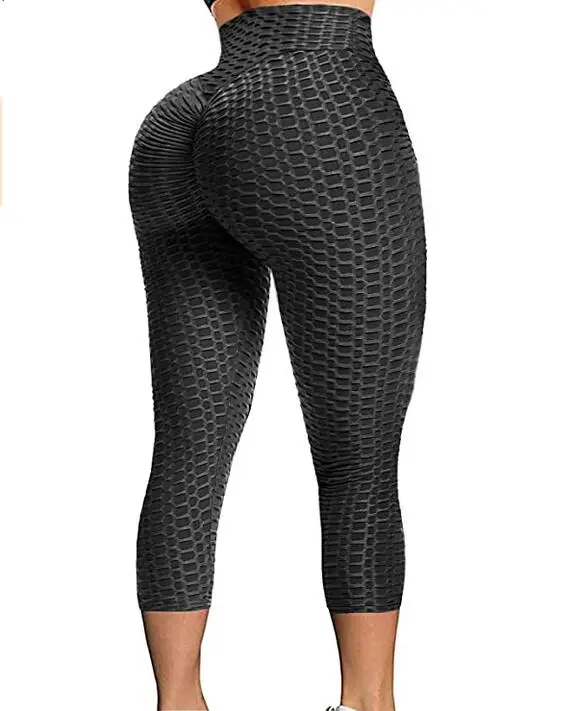 

Women High Waisted Capri Yoga Pants Workout Butt Lifting Scrunch Booty Leggings Tummy Control Anti Cellulite Textured Tights, Customized colors