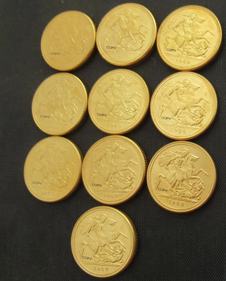 

Reproduction UK 1 Sovereign - Elizabeth II 1st portrait 1957- 1968 United Kingdom Gold Plated Custom Coins