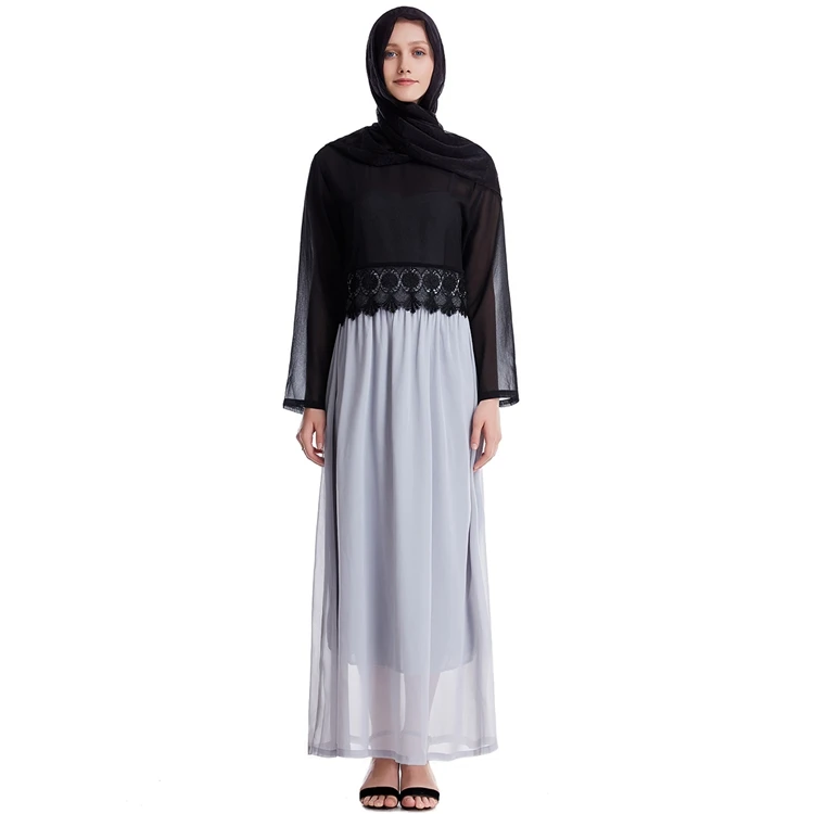 

New Solid Color Two Piece Sets Muslim Islamic Clothes Chiffon Tops And Skirt