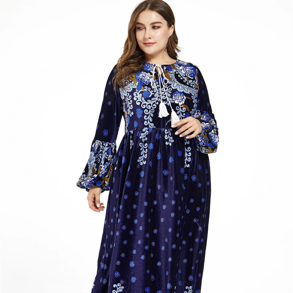 

2021 Ramadan Abaya India Pakistan Clothing pleuche Dress For Muslim Women