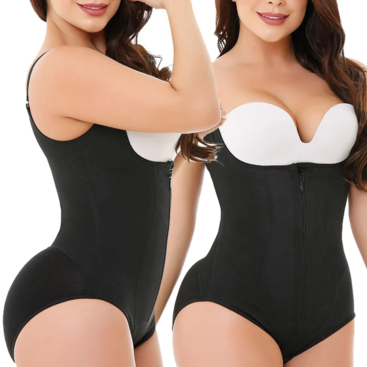 

European And American One Piece Waist And Hips Tight-fitting Body Fat Woman Large Size Tummy Control Shapewear, Black, skin tone