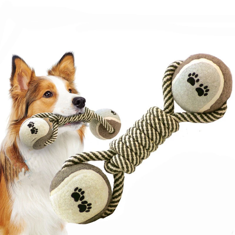 

Good Quality Pet Dog Cotton Rope Chew Toys Dog Tennis Balls For pet playing interactive toy, Show as the picture
