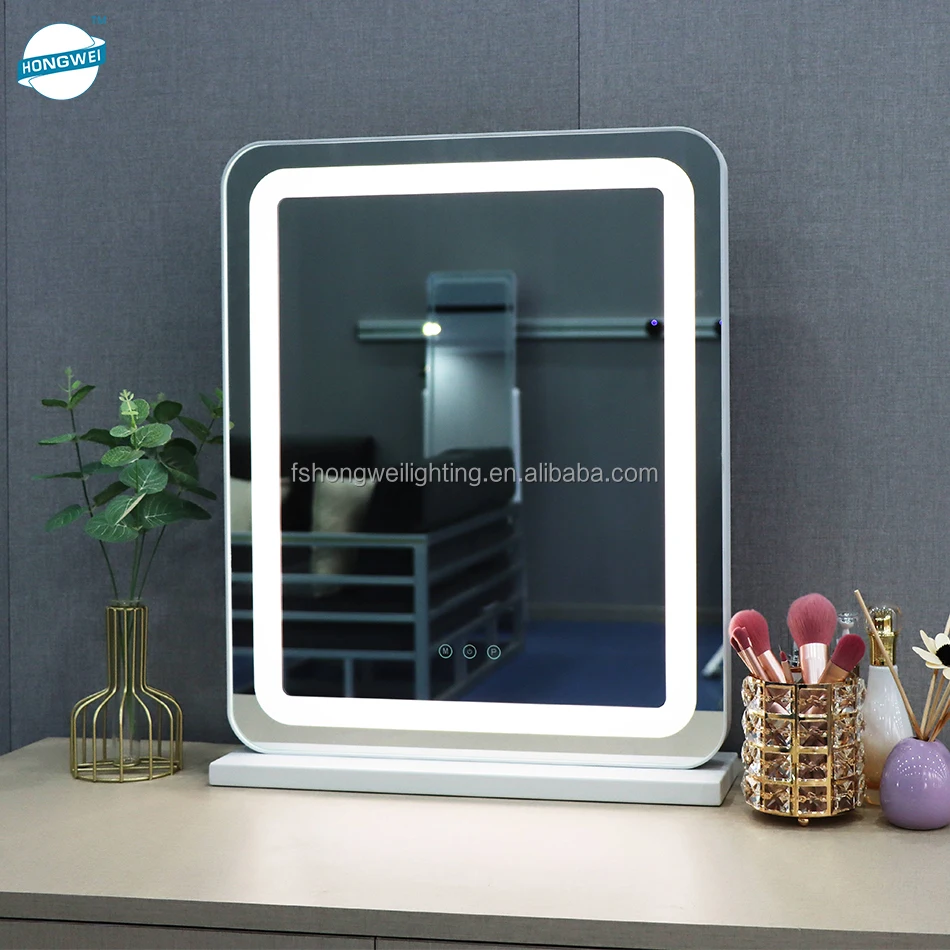 

Cute Table Dressing Make Up Vanity Lighted Mirror Simple Style Beauty Tool Led Desktop Vanity Makeup Mirror w/Wireless Speaker