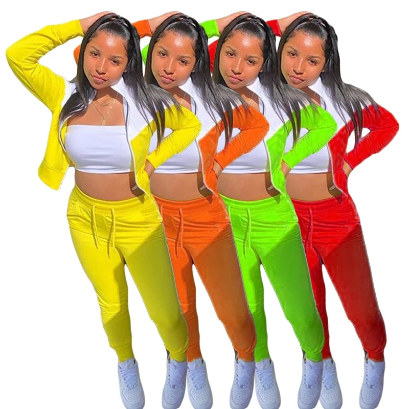 

BL21T1168 2021 New high quality girl clothes spring cheap women clothing women jogging tracksuit 3 piece set, Picture