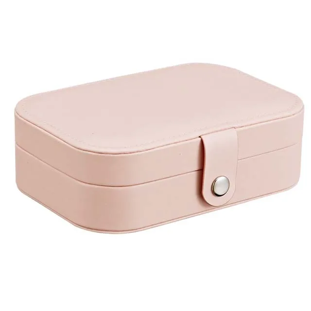 

Travel Leather Jewelry Box Travel, White,pink and black