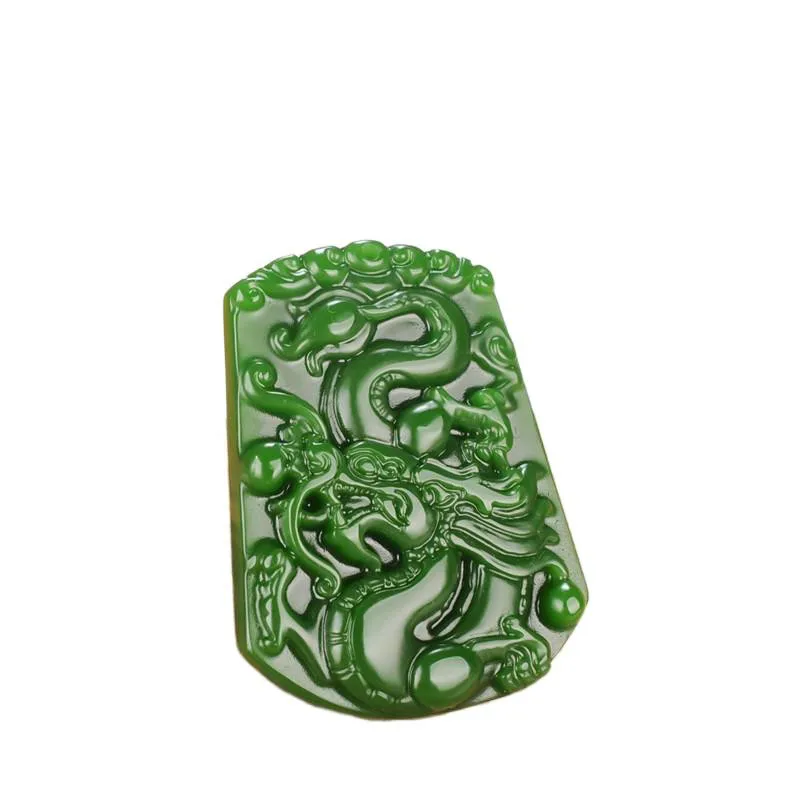 

Green Jade Dragon Pendant Fashion Women Gifts Charm Natural Amulet Chinese Jewelry Jadeite Necklace Carved