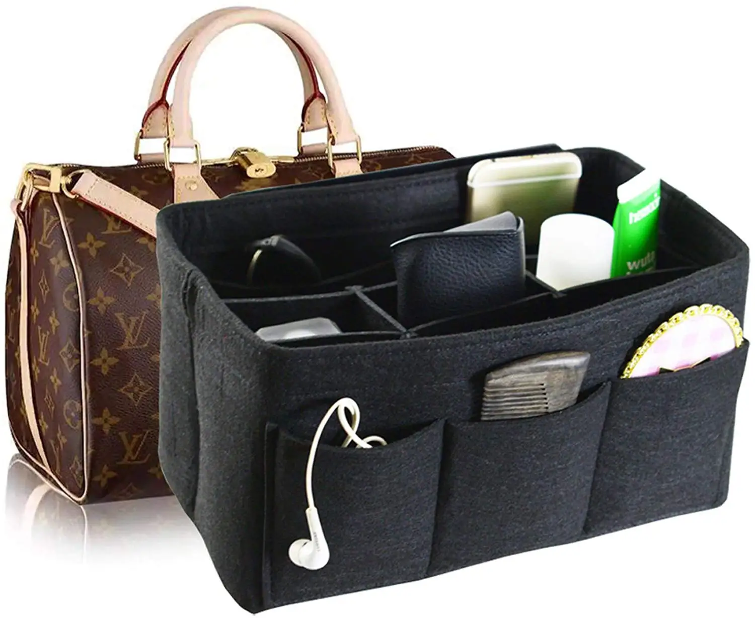 

Custom Design Felt Purse Insert Handbag Organizer Bag in Bag Organizer Fits Speedy Neverfull with Inner Pocket, Customized