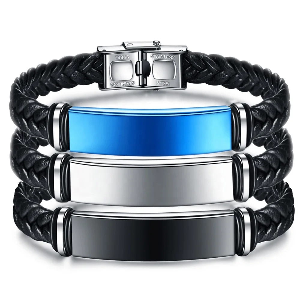 

Trendy Custom Logo Simple Style Engraved Fashion High Quality 316L Stainless Steel Silicone Bracelets, Black,silver,blue
