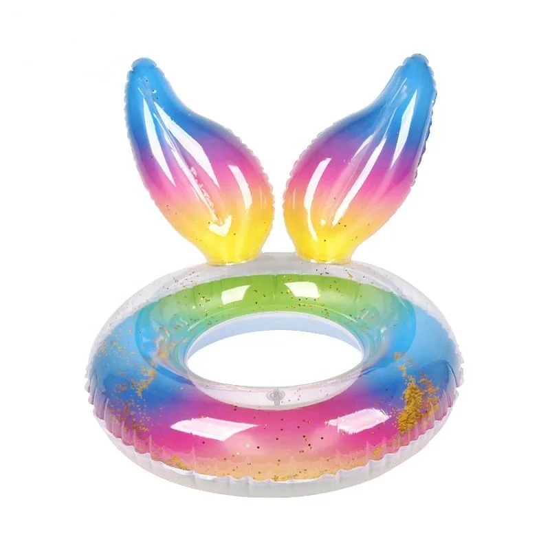 

Summer Party Outdoor Water Toys Hot Sale Inflatable Mermaid Tail Colorful Pool Floats Swim Ring with Glitter Tube Float