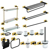 

New Design Black Gold Wall Mounted Bathroom Accessories Set