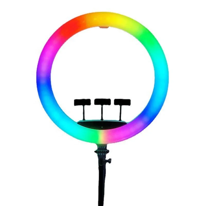 

54cm 22inch Rainbow RGB colored Ring Light LED Dimmable Mode Round Shape RGB Ring Light For Selfie Taking Videos Live Streaming