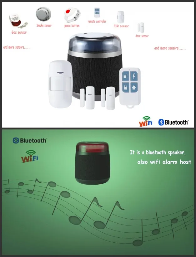 Multi functions Bluetooth Loudspeaker & Mobile APP controlled wireless WiFi alarm system for home - ANKUX.COM