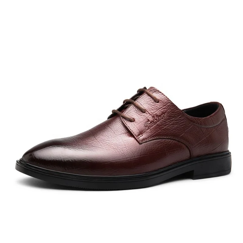 

AyakkabI Erkek Chinese Style Retro Leather In Pointed Cap-Toe Men's Waxed Lace Genuine Leather Dress Shoes, Black,brown