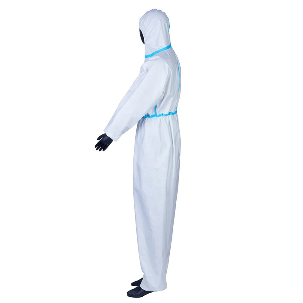 
Medical Protective Suit Disposable Protective Clothing Microporous with Blue Tape 