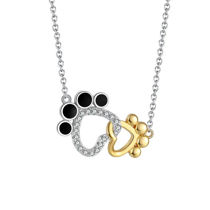 

RINNTIN SN248 Women 925 sterling silver dog paw pendant necklace