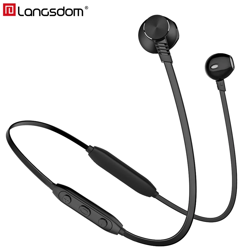 

Langsdom L5B Earphone With HD Mic Metal Stereo Wireless Waterproof Sport Headphones auriculares Bluetooth-compatible Headset, Black, silver