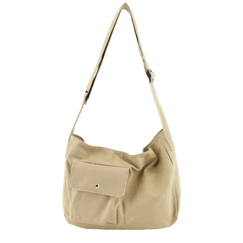 

CG013 Simple large-capacity solid color student messenger bag korean trendy shoulder canvas bag women handbags