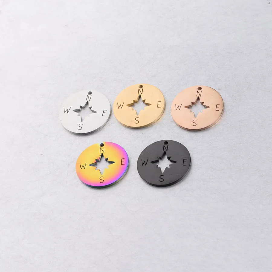 

Diameter 22m Rose Gold Jewelry Pendant Making Accessories Blank Stainless Steel Compass Disc Charm Pendant, Gold,silver,rose gold,black,rainbow