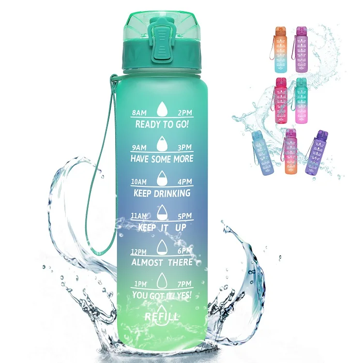 

Custom Logo Keepto Fitness 32Oz Tritan Bpa Free Time Marker Plastic Frosted Hot Water Motivational Water Bottle, Customized color