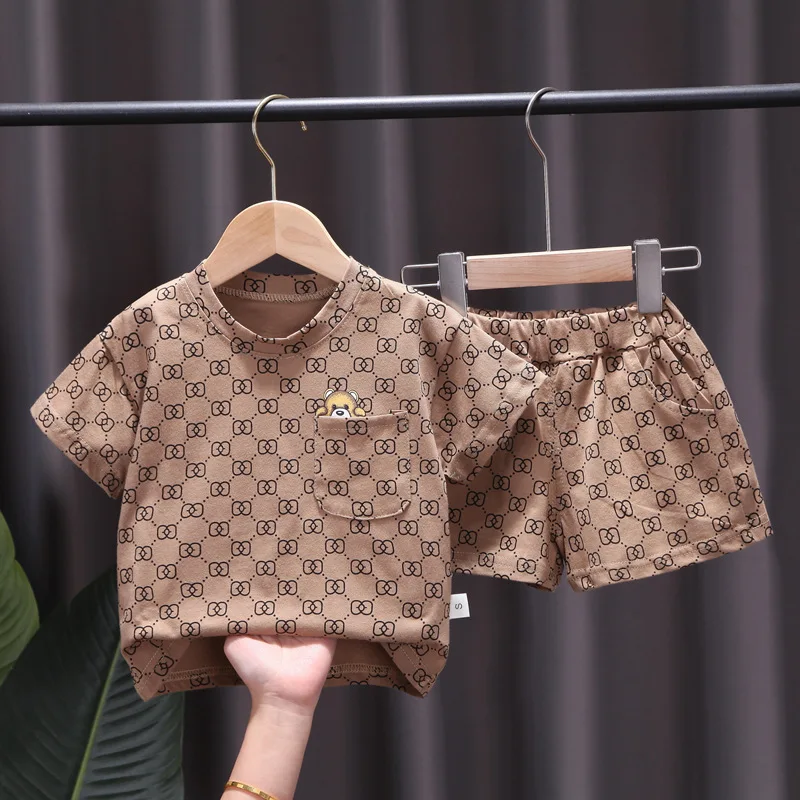 

2021 New Short sleeved summer shirts for children boys kids Casual clothing set girls and boys clothing set, Picture