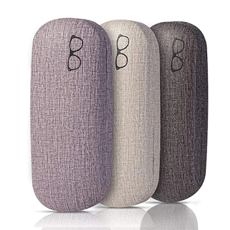 

Hard Shell Glasses Case,Linen Fabric Case for Eyeglasses and Sunglasses 4 colors