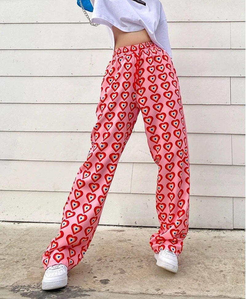 

2021 new summer women's loose wide-leg tie-dye casual pants trousers high-waist straight-leg pants