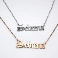 

Fashion Old English Font Nameplate Pendant Alphabet Letter 18k Gold Plated Silver Stainless steel 316 Personalized Name Necklace